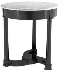 Casa Padrino Beistelltisch schwarz mit weißer Marmorplatte 66 x H. 71,5 cm - Luxus Kollektion