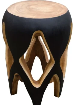 Casa Padrino Beistelltisch Schwarz / Naturfarben 40 x H. 54,5 cm - Wohnzimmermöbel