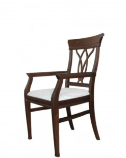 Casa Padrino Biedermeier Esszimmer Stuhl mit Armlehne Beige / Braun - Möbel Restaurant Hotel Gastronomie Bestuhlung