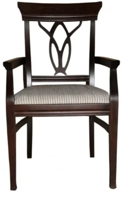 Casa Padrino Biedermeier Esszimmer Stuhl mit Armlehne Beige / Braun - Möbel Restaurant Hotel Gastronomie Bestuhlung