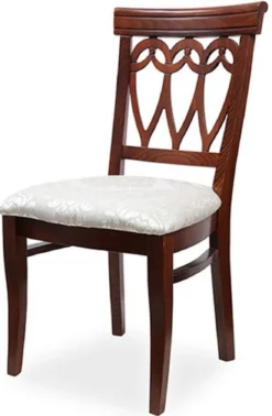 Casa Padrino Biedermeier Esszimmer Stuhl Creme / Dunkelbraun 50 x 56 x H. 96 cm - Massivholz Küchen Stuhl - Massivholz Esszimmer Möbel - Biedermeier Esszimmer Möbel