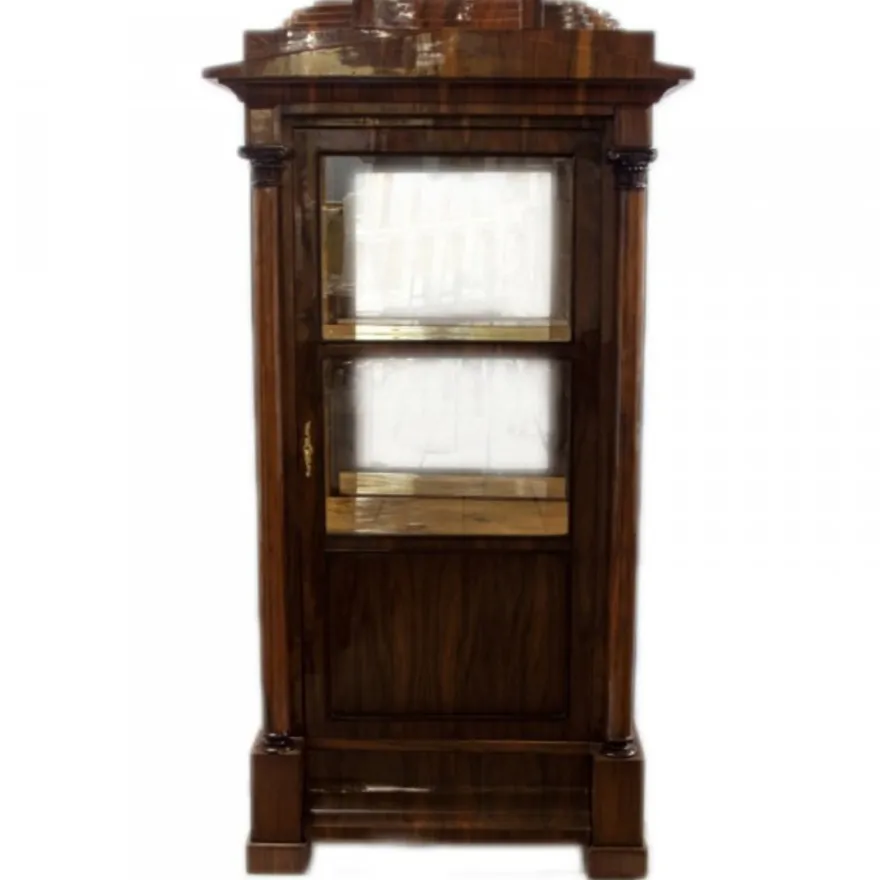 Casa Padrino Biedermeier Vitrine aus Mahagoni Holz, Vitrinenschrank im Art Deco Stil, 80 x 45 x 180 cm
