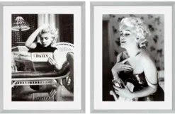 Casa Padrino Bilder 2er Set Marilyn Monroe Silber 69 x H. 89 cm - Luxus Wanddekoration
