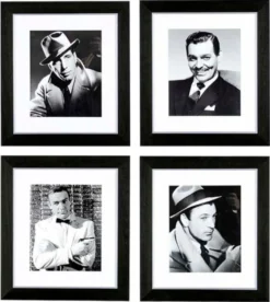 Casa Padrino Bilder Set 4 Gentlemen Dunkelbraun / Silber 43 x H. 48 cm - Luxus Wanddekoration