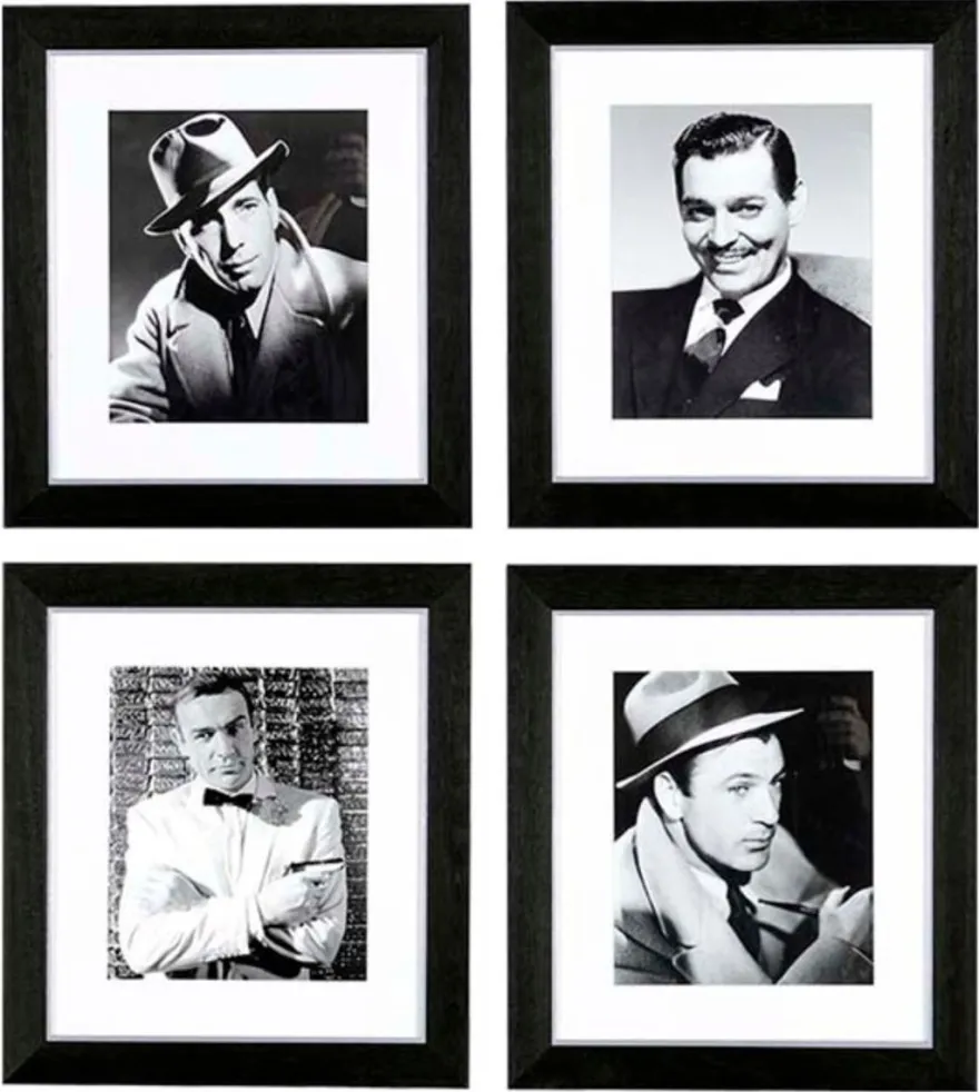 Casa Padrino Bilder Set 4 Gentlemen Dunkelbraun / Silber 43 x H. 48 cm - Luxus Wanddekoration