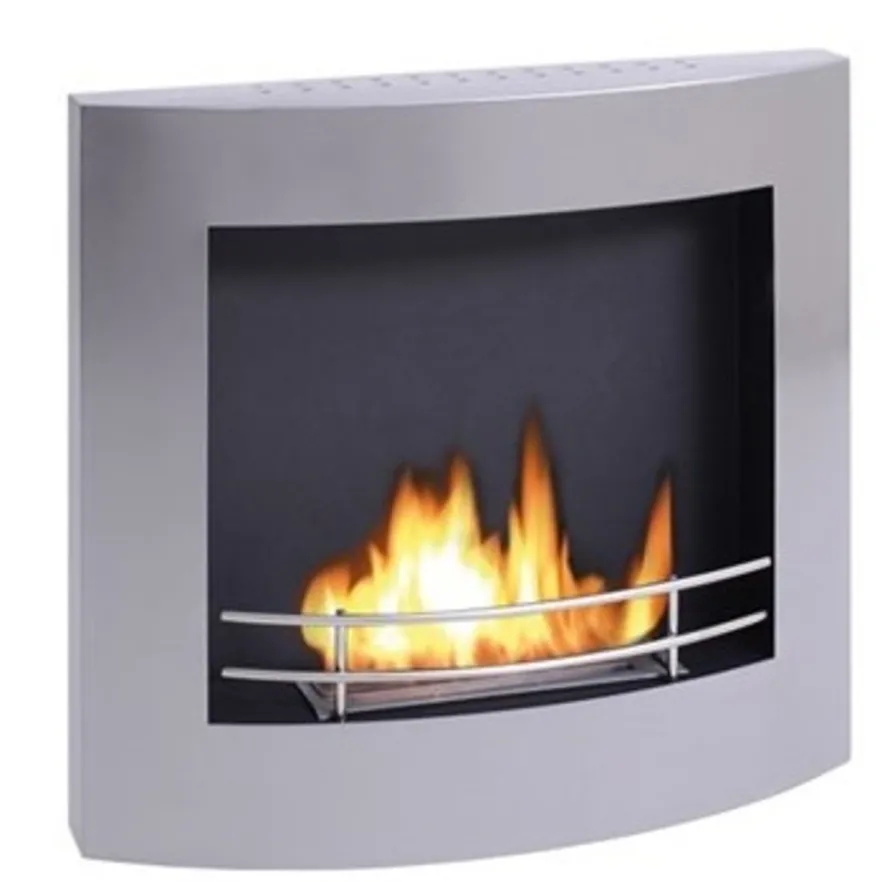 Casa Padrino Bio Ethanol Wand Kamin Silbergrau Edelstahl B 60 x H 55 x T 17 cm - Kamin - Wohnzimmer Kamin Ethanolkamin