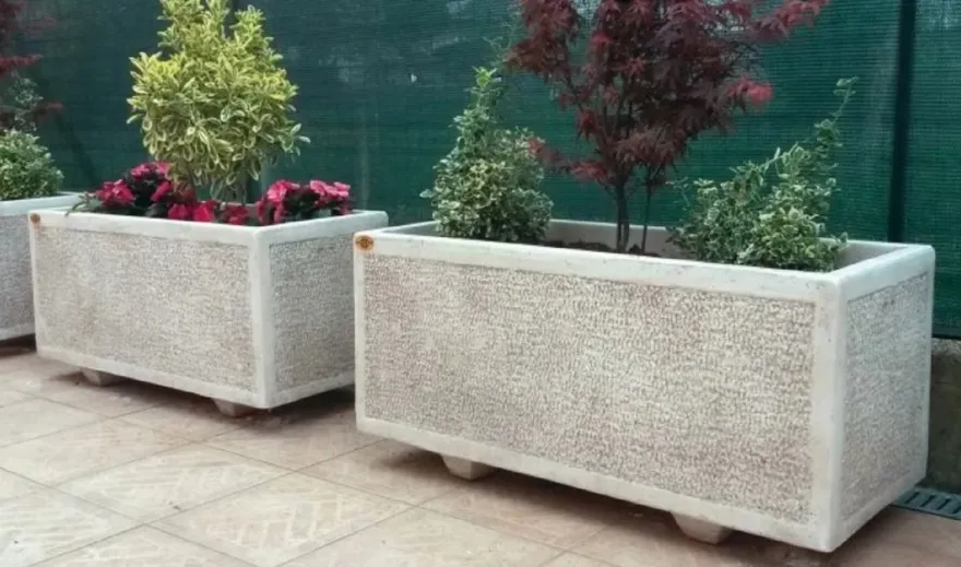 Casa Padrino Blumenkübel Grau 92 x 35 x H. 40 cm - Rechteckiger Pflanzkübel