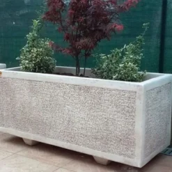 Casa Padrino Blumenkübel Grau 92 x 35 x H. 40 cm - Rechteckiger Pflanzkübel