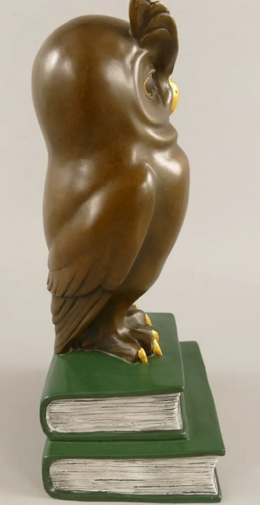 Casa Padrino Bronze Deko Figur Eule auf Büchern H. 22 cm - Schreibtisch Deko Skulptur