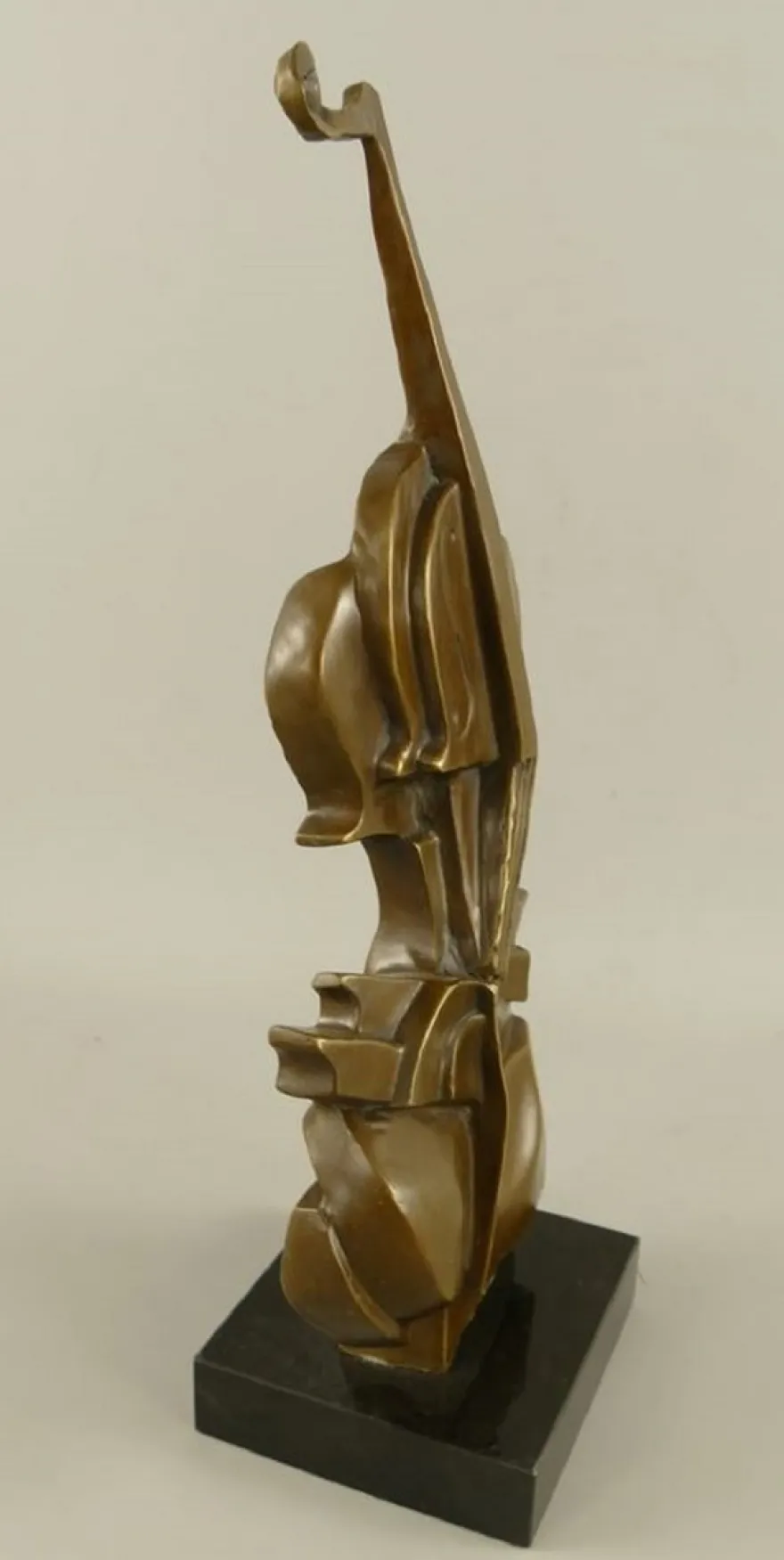 Casa Padrino Bronze Deko Skulptur Geige Bronze / Schwarz H. 41 cm - Abstrakte Schreibtisch Dekoration