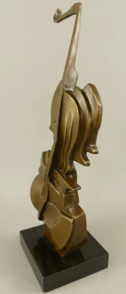 Casa Padrino Bronze Deko Skulptur Geige Bronze / Schwarz H. 41 cm - Abstrakte Schreibtisch Dekoration