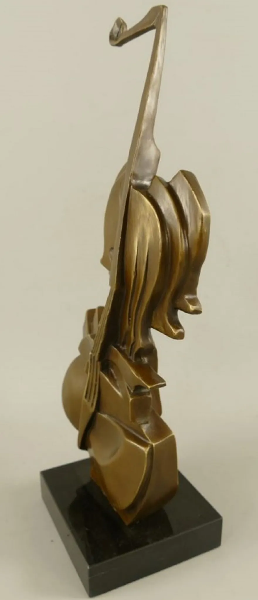 Casa Padrino Bronze Deko Skulptur Geige Bronze / Schwarz H. 41 cm - Abstrakte Schreibtisch Dekoration