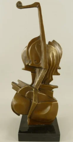 Casa Padrino Bronze Deko Skulptur Geige Bronze / Schwarz H. 41 cm - Abstrakte Schreibtisch Dekoration