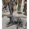 Casa Padrino Bronze Deko Skulptur Hase H. 61 cm - Bronze Garten Figur