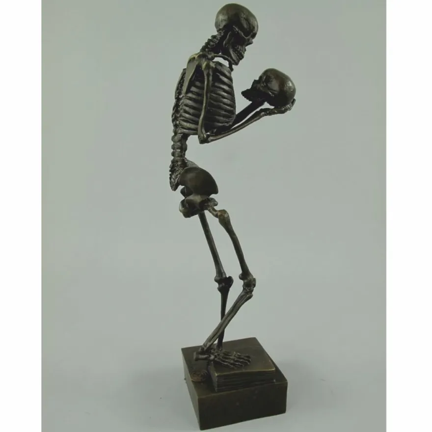 Casa Padrino Bronze Deko Skulptur Skelett H. 31 cm - Deko Accessoires