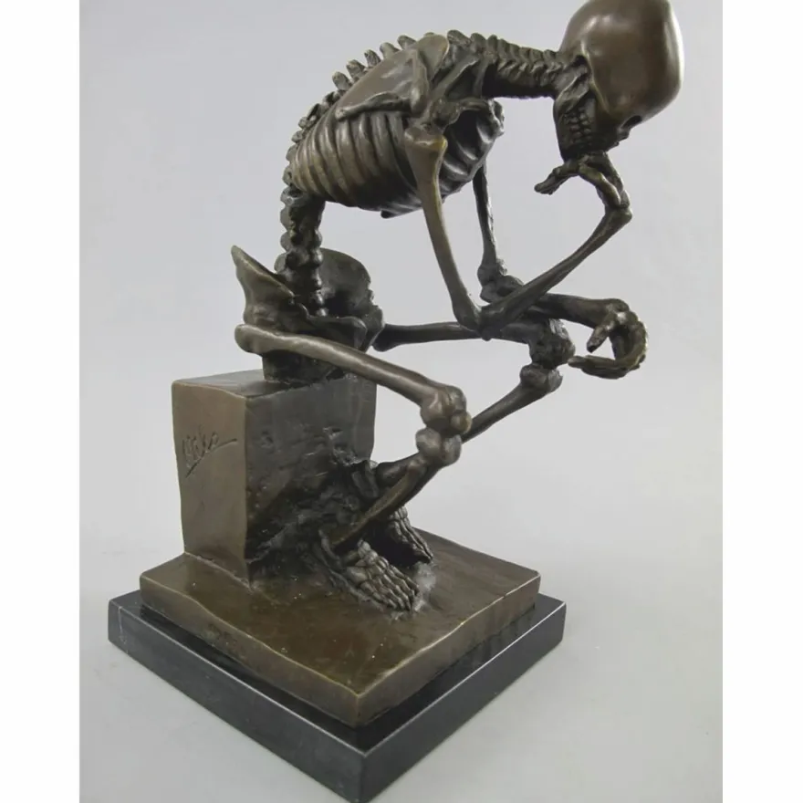 Casa Padrino Bronze Deko Skulptur Skelett Bronze / Schwarz H. 25 cm - Deko Accessoires
