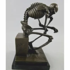 Casa Padrino Bronze Deko Skulptur Skelett Bronze / Schwarz H. 25 cm - Deko Accessoires