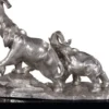 Casa Padrino Bronze Elefanten auf Holzsockel Silber / Schwarz 42 x 17 x H. 33 cm - Luxus Deko Bronzefiguren