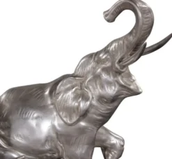 Casa Padrino Bronze Elefanten auf Holzsockel Silber / Schwarz 42 x 17 x H. 33 cm - Luxus Deko Bronzefiguren