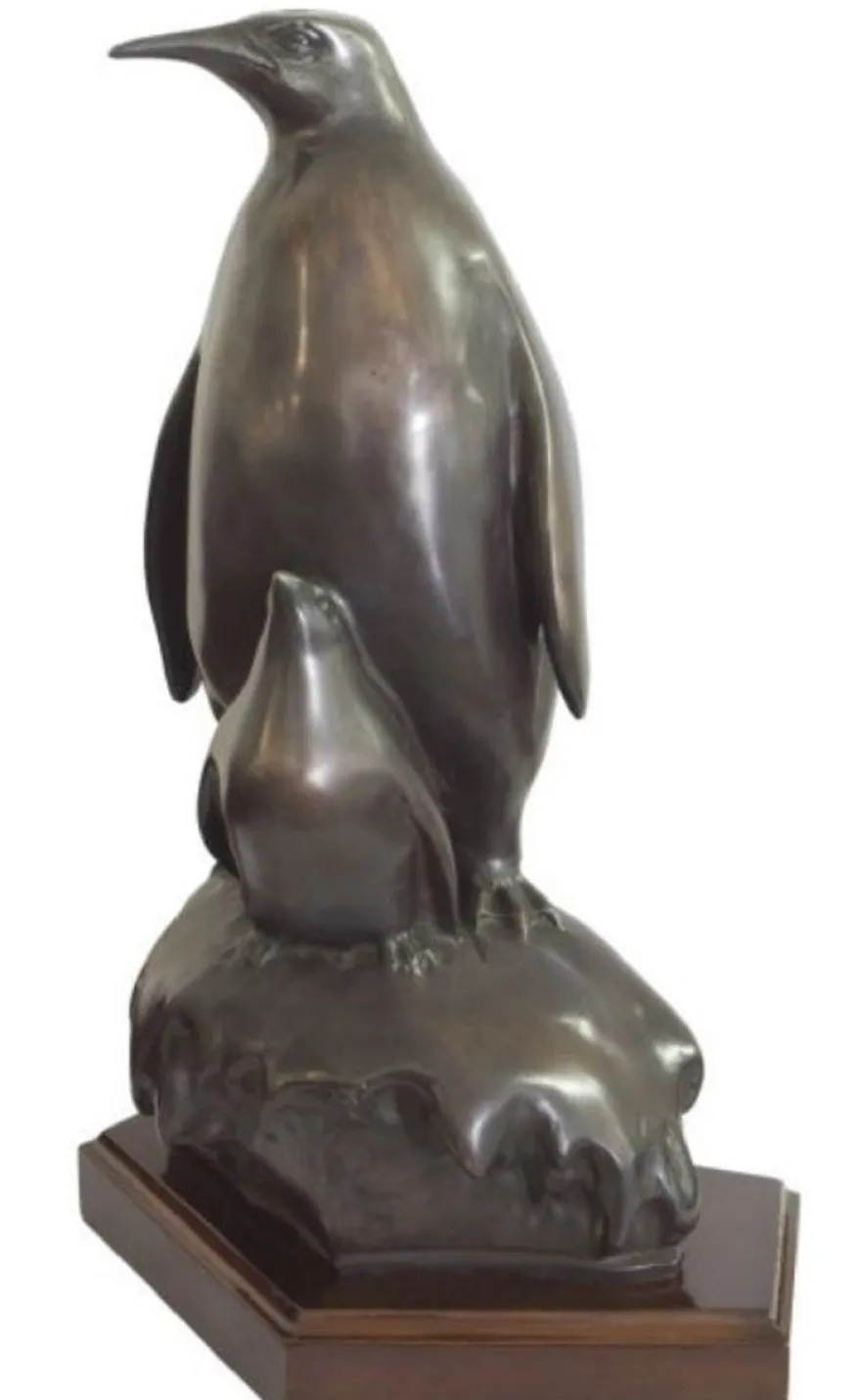 Casa Padrino Bronzefigur Pinguin Mutter mit Kind Bronze / Braun 22 x 15 x H. 33 cm - Luxus Skulptur