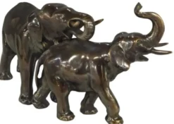 Casa Padrino Bronzefigur / Skulptur Elefanten Paar Bronze 26 x 9 x H. 13 cm - Luxus Dekofiguren