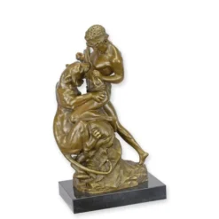 Casa Padrino Bronze Skulptur Kampf ums Dasein Bronzefarben / Schwarz 12 x 20,4 x H. 34,8 cm - Bronzefigur mit Marmorsockel - Luxus Deko