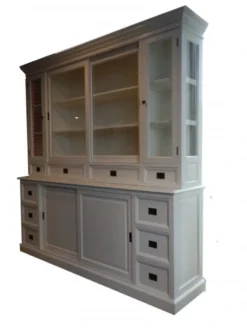 Casa Padrino Buffetschrank im Shabby Chic Landhaus Stil, Weiß, 220 x 50/45 x 225 cm