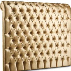 Casa Padrino Chesterfield Bett-Kopfteil Gold 200 x H. 140 cm - Chesterfield Hotel & Schlafzimmer Möbel