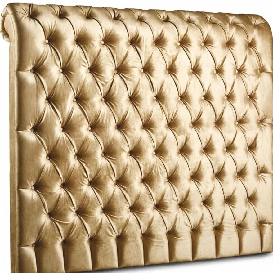 Casa Padrino Chesterfield Bett-Kopfteil Gold 200 x H. 140 cm - Chesterfield Hotel & Schlafzimmer Möbel