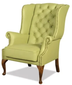 Casa Padrino Chesterfield Echtleder Ohrensessel Hellgrün 80 x 80 x H. 110 cm - Luxus Sessel