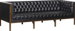 Casa Padrino Chesterfield Echtleder 3-Sitzer Sofa Schwarz / Braun 213 x 78 x H. 72 cm - Hotel Möbel