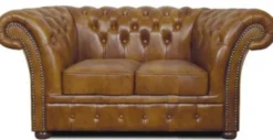 Casa Padrino Chesterfield Echtleder 2er Sofa Braun 170 x 90 x H. 80 cm - Luxus Wohnzimmermöbel
