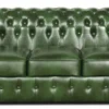 Casa Padrino Chesterfield Echtleder 3er Sofa Grün 200 x 90 x H. 78 cm - Luxus Kollektion
