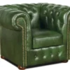 Casa Padrino Chesterfield Echtleder Sessel Grün 110 x 90 x H. 78 cm - Luxus Kollektion