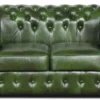 Casa Padrino Chesterfield Echtleder 2er Sofa Grün 160 x 90 x H. 78 cm - Luxus Kollektion