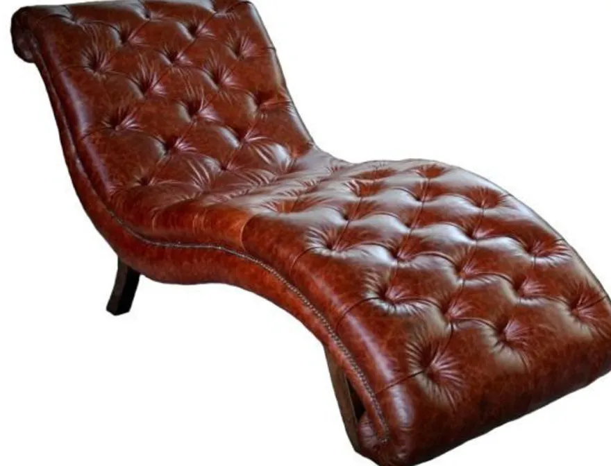 Casa Padrino Chesterfield Echt Leder Relax Liege Dunkelbraun