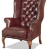 Casa Padrino Chesterfield Echtleder Ohrensessel Dunkelrot 80 x 80 x H. 110 cm - Luxus Sessel