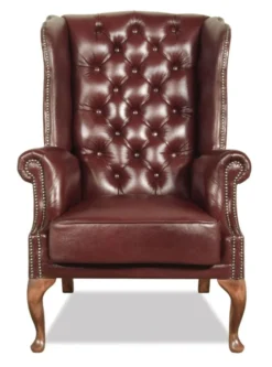 Casa Padrino Chesterfield Echtleder Ohrensessel Dunkelrot 80 x 80 x H. 110 cm - Luxus Sessel