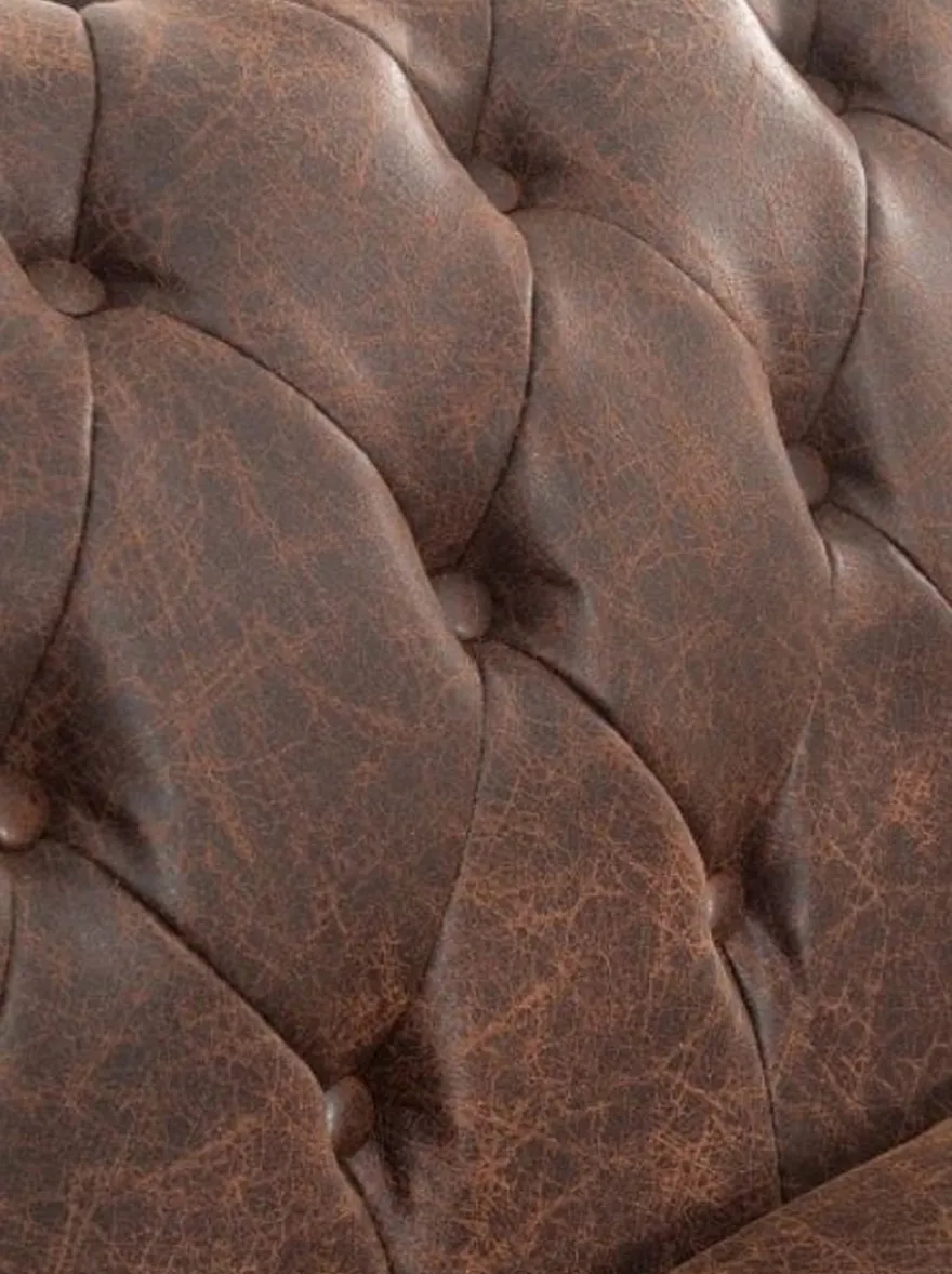 Casa Padrino Chesterfield Ecksofa Vintage Braun 280 x 165 x H. 73 cm - Kunstleder Wohnzimmer Sofa - Chesterfield Möbel