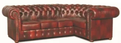 Casa Padrino Chesterfield Echtleder Ecksofa Weinrot 260 x 160 x H. 78 cm - Luxus Wohnzimmermöbel