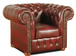 Casa Padrino Chesterfield Echtleder Sessel Weinrot 110 x 90 x H. 78 cm - Luxus Kollektion
