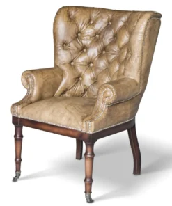 Casa Padrino Chesterfield Echtleder Sessel Vintage Leder mit Rollen - Luxus Wohnzimmer Ohrensessel Möbel Büffelleder Sessel