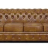 Casa Padrino Chesterfield Echtleder 4er Sofa braun 255 x 90 x H. 78 cm - Luxus Wohnzimmermöbel