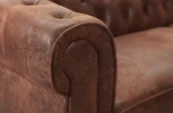Casa Padrino Chesterfield Ecksofa Rechts Antik Braun - Microfaser Wohnzimmer Sofa - Chesterfield Wohnzimmer Möbel