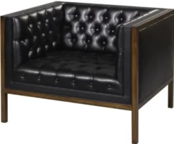 Casa Padrino Chesterfield Echtleder Sessel Schwarz / Braun 91 x 78 x H. 72 cm - Hotel Möbel