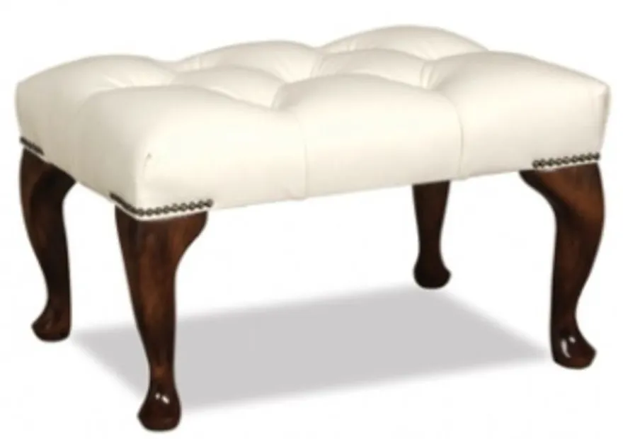Casa Padrino Chesterfield Echtleder Hocker 60 x 40 x H. 45 cm - Luxus Möbel