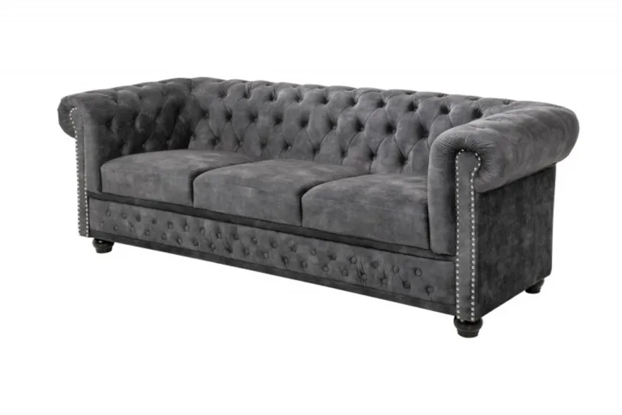 Casa Padrino Chesterfield 3er Sofa in Grau / Braun 205 x 73 x H. 85 cm - Designer Chesterfield Sofa