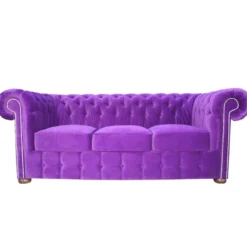 Casa Padrino Chesterfield 3er Sofa in Lila 200 x 90 x H. 78 cm - Luxus Qualität