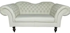 Casa Padrino Chesterfield 2er Sofa Venedig - Echt Leder Weiß