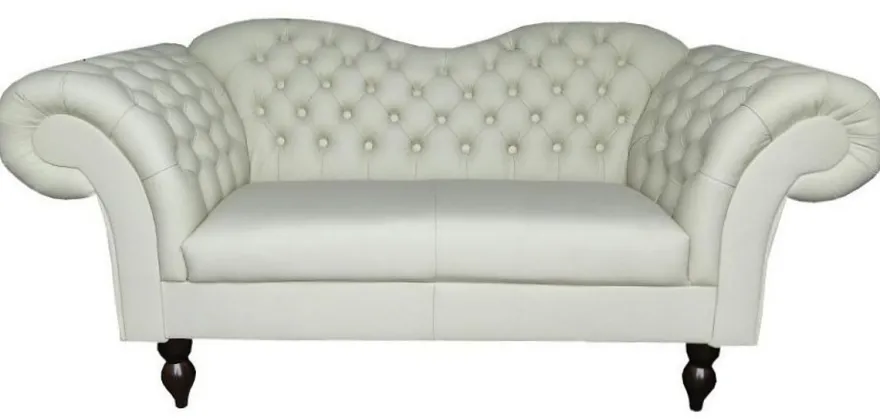 Casa Padrino Chesterfield 2er Sofa Venedig - Echt Leder Weiß